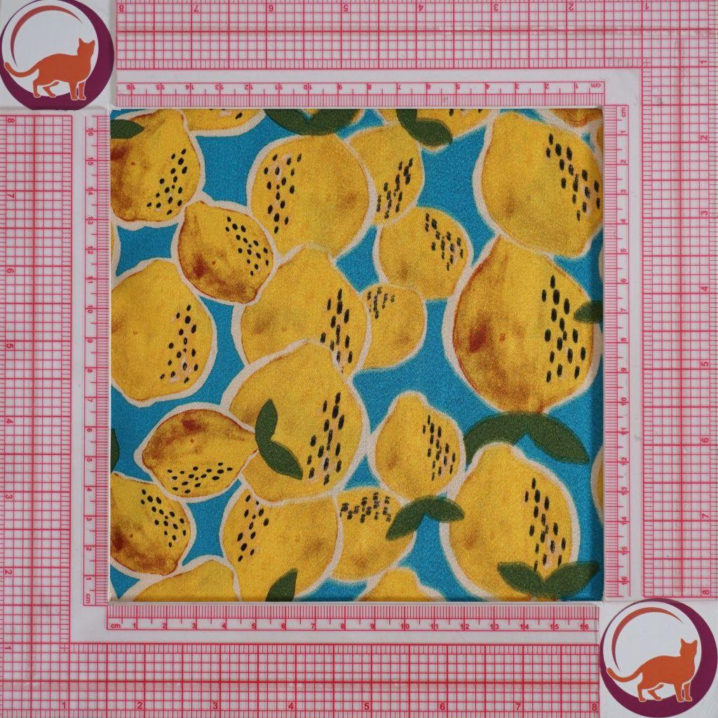 Viskose Druck Zitronen gelb türkis